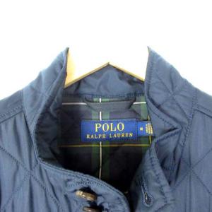 POLO RALPH LAUREN 中綿 キルティングジャケット ワンポイント 裏地チェック ネイビー 紺 Ｍ