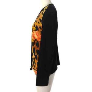 LEONARD FASHION ファッション カーディガン レオパード ヒョウ柄 花柄 長袖 ブラック M