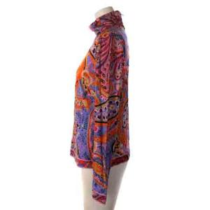 LEONARD 美品 FASHION ファッション カットソー タートルネック ハイネック ペイズリー オレンジ M