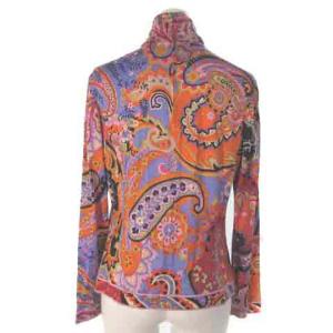 LEONARD 美品 FASHION ファッション カットソー タートルネック ハイネック ペイズリー オレンジ M