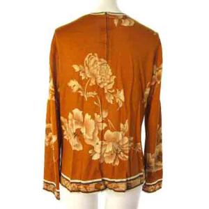 LEONARD 美品 FASHION ファッション カットソー ウール シルク 長袖 花柄 オレンジ L