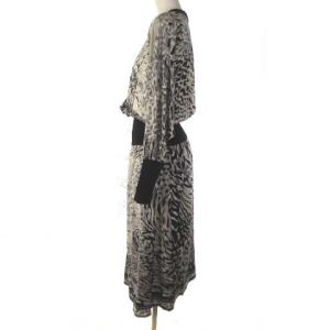 LEONARD FASHION ファッション セットアップ スカート レオナパード ヒョウ柄 ウール シルク グレー M