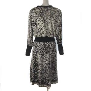 LEONARD FASHION ファッション セットアップ スカート レオナパード ヒョウ柄 ウール シルク グレー M