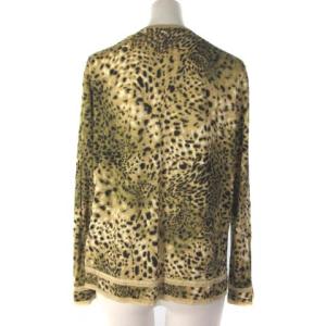 LEONARD FASHION ファッション カーディガン レオパード ヒョウ柄 長袖 ウール シルク ベージュ M