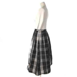 BLUE LABEL CRESTBRIDGE 美品 24SS クレストブリッジチェックドビータフタニットドッキングドレス ワンピース ホワイト グレー 36