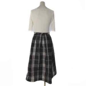 BLUE LABEL CRESTBRIDGE 美品 24SS クレストブリッジチェックドビータフタニットドッキングドレス ワンピース ホワイト グレー 36