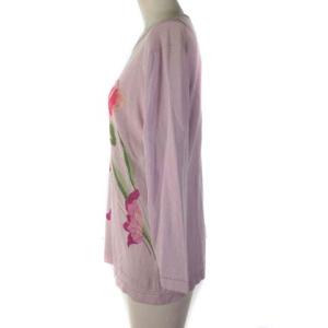 LEONARD FASHION ニット セーター 花柄刺繍 パープル 38