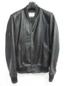 レザー スタジャン ブルゾン 革ジャン ジャケット 羊革 長袖 黒 ブラック M