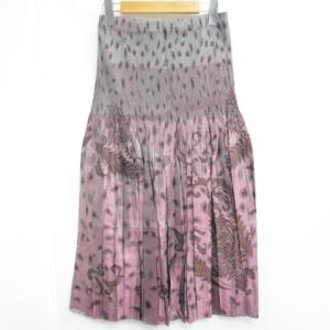 イッセイミヤケ ロング スカート プリーツ 加工 ペイズリー ジャガード 2way ピンク グリーン 2