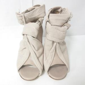 Martin Margiela 22 パンプス ヒール パンチングレザー アンクルベルト グレーベージュ 37