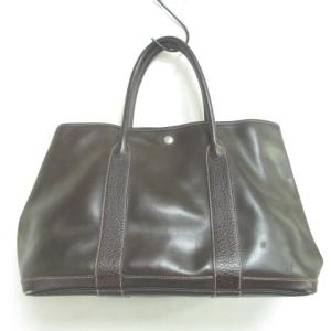 HERMES ガーデンパーティー アマゾニア PM レザー 切替 茶 G刻印