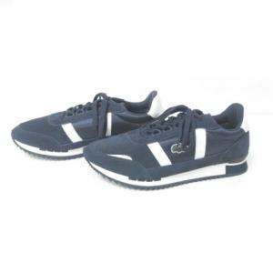 LACOSTE スニーカー シューズ ローカット スエード 切替 ロゴ ネイビー 紺 白 7.5 25.5cm PARTNER RETRO