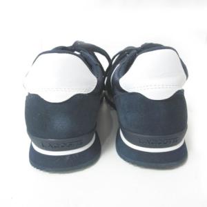 LACOSTE スニーカー シューズ ローカット スエード 切替 ロゴ ネイビー 紺 白 7.5 25.5cm PARTNER RETRO