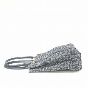 Christian Dior トロッター柄トートバッグ キャンバス レザー ネイビー グレー