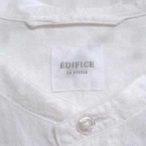 EDIFICE LA BOUCLE ラブ?クル バンドカラービッグシャツ ライトコードレーン 長袖 シワ加工 ワイド 白 ホワイト 46 M