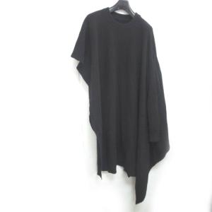 19AW アシンメトリー ニット ポンチョ Crewneck Wool Poncho ワンピース ブラック