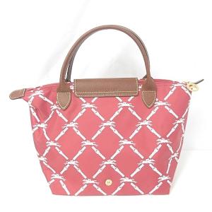 Longchamp プリアージュ S ハンドバッグ 総柄 プリント 折りたたみ トート ピンク