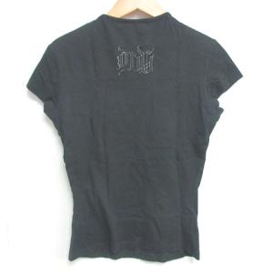 VERSACE カットソー Tシャツ プリント メッセージ ヴィンテージ ストレッチ 半袖 黒 ブラック XS