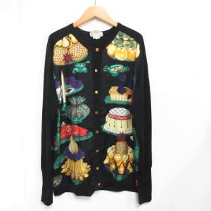 美品 ヴィンテージ オールド シルク100％ 切替 カーディガン ニット 羽織り