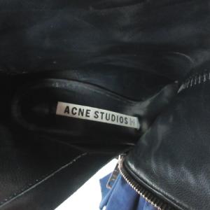 Acne Studios DILLION サイドフリルブーツ ヒール オープントゥ 37 ネイビー