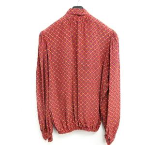 YVES SAINT LAURENT rive gauche ヴィンテージ シルク 長袖 シャツ プルオーバー レッド 38