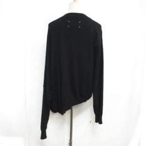 Martin Margiela 4 19AW カシミヤ混 Vネックセーター アシメントリー 長袖 ニット ドルマンスリーブ 変形 ブラック S