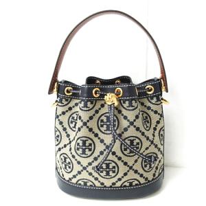 21SS 美品 モノグラム ジャカード ミニ バケットバッグ ショルダーバッグ 巾着 キャンバス×レザー