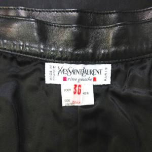 YVES SAINT LAURENT rive gauche ヴィンテージ ラムレザー スカート ブラック 36 