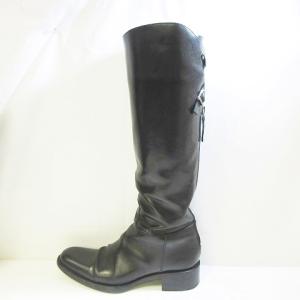 SARTORE ロング ブーツ ヒール バックジップ ストラップ ベルト ブラック 36 0628