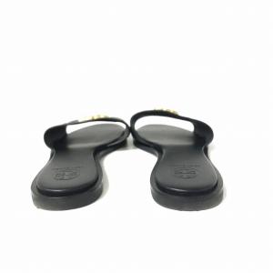 TORY BURCH EVERLY SLIDE フラット サンダル ロゴプレート レザー 黒 ブラック 8 1