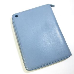 dunhill タブレットケース ラウンドジップ ロゴ レザー ブルー