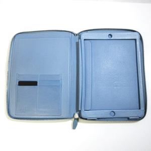 dunhill タブレットケース ラウンドジップ ロゴ レザー ブルー