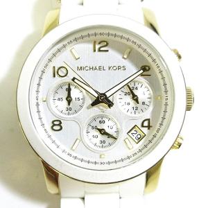腕時計 MK-5145 クロノグラフ ラバーベルト 未稼働品 ゴールド×ホワイト