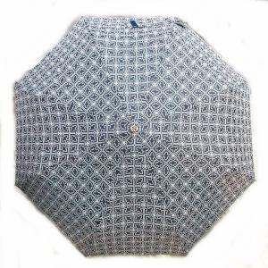 美品 3T TORY UMBRELLA 折りたたみ傘 アンブレラ ロゴ 総柄 ワンタッチ ネイビー