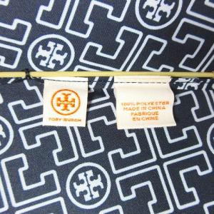 TORY BURCH 美品 3T TORY UMBRELLA 折りたたみ傘 アンブレラ ロゴ 総柄 ワンタッチ ネイビー