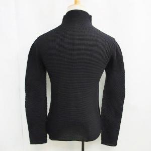me ISSEY MIYAKE プリーツ ハイネック カットソー 長袖 トップス 無地 ブラック F