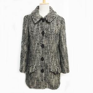 CHANEL 02A ツイードコート ミドル丈 裏地シルク カメリア柄 ココマークボタン