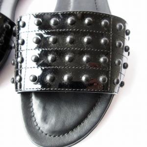 TOD'S サンダル フラット スリッパ スタッズ レザー ブラック 黒 36 1