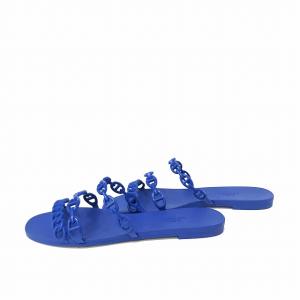 HERMES シェーヌダンクル ラバーサンダル 37 ブルー