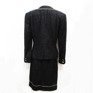 LEONARD FASHION スカートセットアップ 金釦 シルク ダークグレー