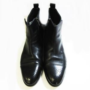 GIORGIO ARMANI サイドジップ ベルト ブーツ ストレートチップ メダリオン 革靴 ブラック 8