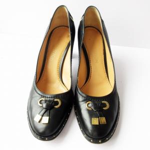 LOUIS VUITTON タッセル パンプス レザー 38 1 ブラック MA0034 