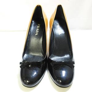 PRADA グラデーション パンプス ヒール パテント エナメル  ブラック×イエロー 35 1