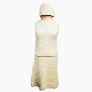 FENDI ヴィンテージ ズッカ柄 セットアップ ニット 3点セット 40 42 アイボリー