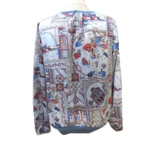 Leilian シャツ 総柄 長袖 プルオーバー 9 青系 ブルー系 タグ付き 