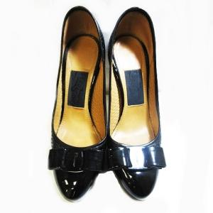 Salvatore Ferragamo ヴァラ リボン コンビ エナメル パンプス ヒール シューズ 靴 ブラック 5 