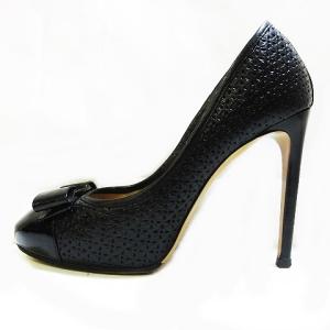 Salvatore Ferragamo ヴァラ リボン コンビ エナメル パンプス ヒール シューズ 靴 ブラック 5 