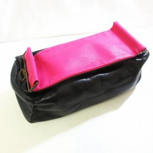 PRADA レザー ハンドバッグ バイカラー ブラック ピンク