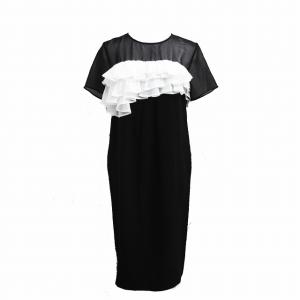 オーガンラッフルドレス ワンピース フリル ブラック ホワイト 36