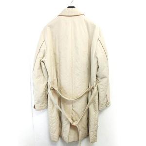 Salvatore Ferragamo 中綿 コート レザートリミング ロング丈 シングル ベージュ 46 